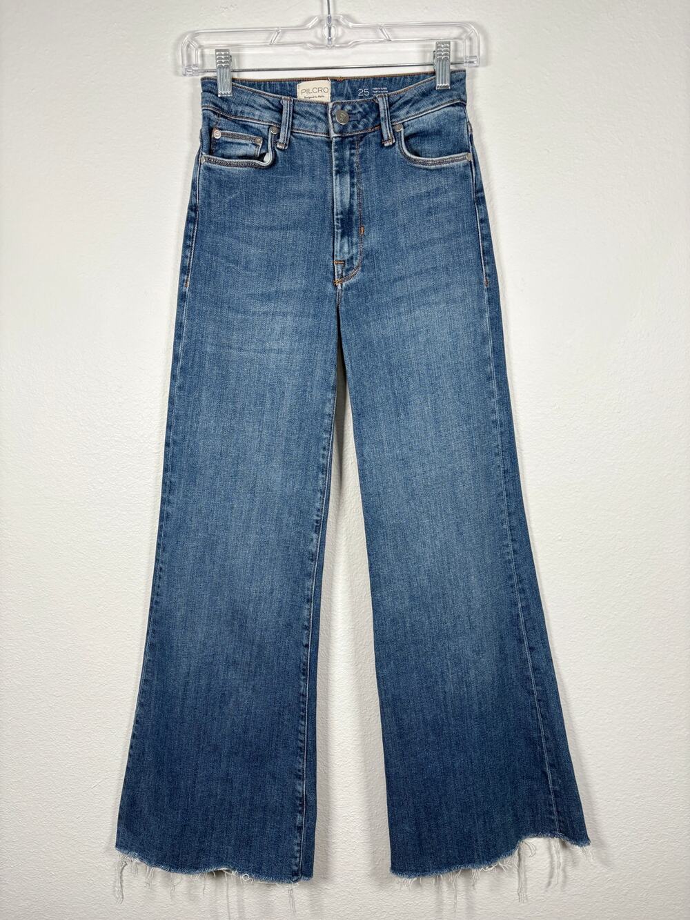 Women's Anthropologie Pilcro Stretch Denim High Rise Frayed Hem Wide Leg Jeans